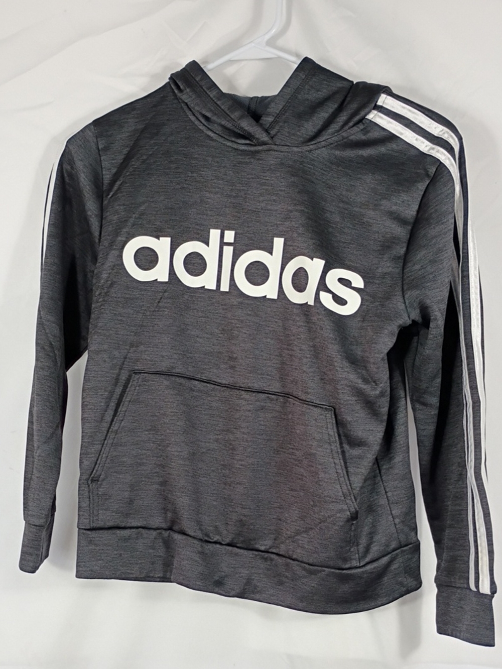 EUC Adidas Boys Dark Gray Hoodie with Logo Size Medium 10/12 Winter Activewear